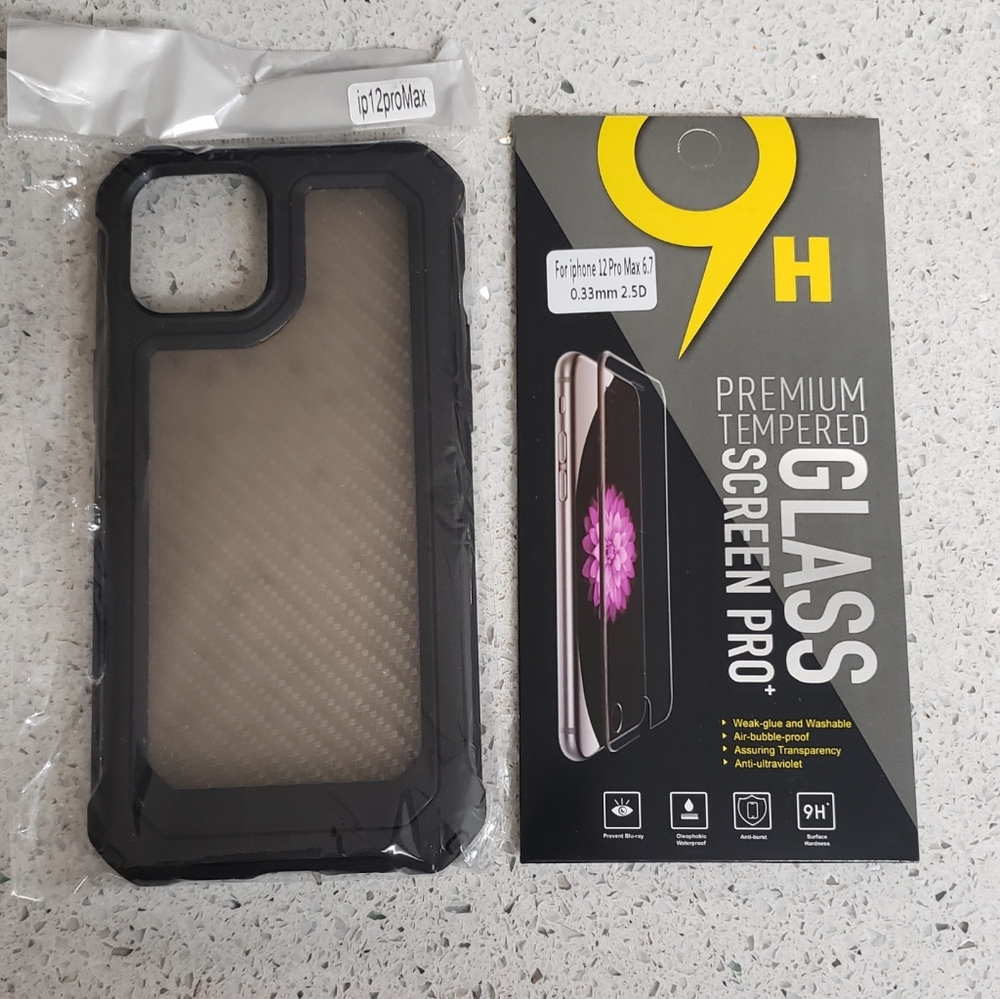 iPhone 12 ProMax shockproof case + tempered glass (2 Of Each For The Priceof One
